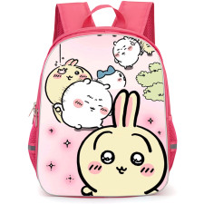 Chiikawa Backpack StudentPack - Rabbit and All Characters with Leaves and Pink Background