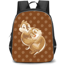Chip N Dale Backpack StudentPack - Chip N Dale Cute Cartoon On Brown Dot Background
