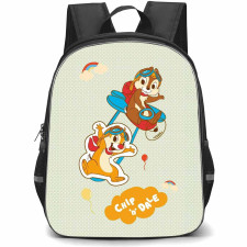 Chip N Dale Backpack StudentPack - Chip N Dale Flying Cartoon Art On Green Pattern Texture Background