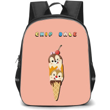 Chip N Dale Backpack StudentPack - Chip N Dale Ice Cream On Pink Background