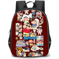 Crayon Shin-Chan Backpack StudentPack - Crayon Shin-Chan Characters Collage Maroon Background