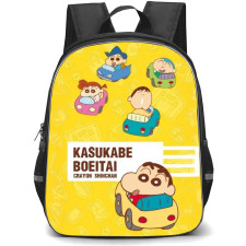Crayon Shin-Chan Backpack StudentPack - Crayon Shin-Chan Characters Driving On Yellow Background