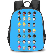 Dragon Ball Backpack StudentPack - Vegeta Different Styles Cartoon Art On Blue Background