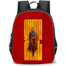 Supergirl Backpack School Bag StudentPack - Supergirl Walking Portrait Poster In Red Background