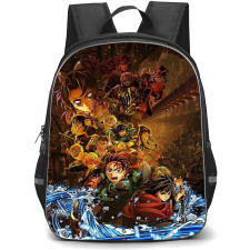 Demon Slayer Kimetsu No Yaiba Backpack School Bag StudentPack - Demon Slayer Kimetsu No Yaiba Characters Fighting Anime Art Poster