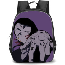 Demon Slayer Enmu Backpack StudentPack - Enmu Portrait Minimalist On Purple Background