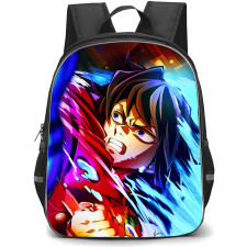 Demon Slayer Kimetsu No Yaiba Giyu Tomioka Backpack School Bag StudentPack - Giyu Tomioka In An Action Posture Anime Art Poster