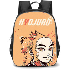 Demon Slayer Kyojuro Rengoku Backpack StudentPack - Kyojuro Rengoku Illustration On Orange Background