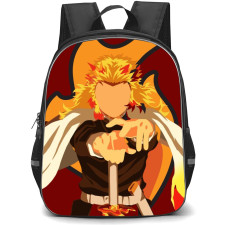Demon Slayer Kyojuro Rengoku Backpack StudentPack - Kyojuro Rengoku Portrait Minimalist On Red Background