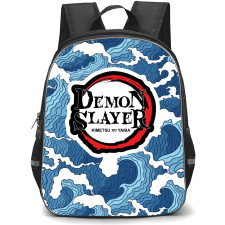 Demon Slayer Backpack StudentPack - Demon Slayer Logo On Wave Background