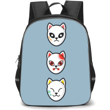 Demon Slayer Backpack StudentPack - Warding Masks On Blue Background