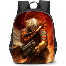 Devil May Cry Nero Backpack School Bag StudentPack - Nero Signature Revolver Fierce Portrait