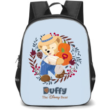 Duffy And Friends Duffy Backpack StudentPack - Duffy Holding Pumpkin Gray Background