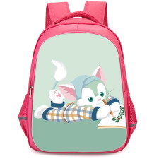 Duffy And Friends Gelatoni Backpack StudentPack - Gelatoni Laying And writing Green Background