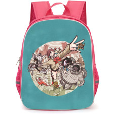 Dandadan Backpack StudentPack - Dandadan Characters Flying Chased by Monsters