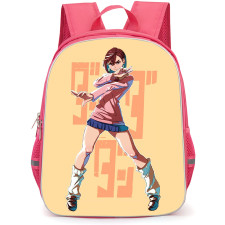 Dandadan Momo Ayase Backpack StudentPack - Momo Ayase Fight Pose On Yellow Background