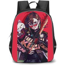 Dandadan Momo Ayase Backpack StudentPack - Momo Ayase Holding Bat On Red Background