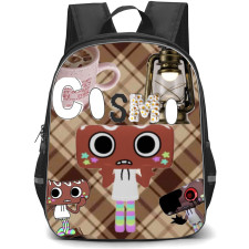 Dandys World Cosmo Backpack StudentPack - Cosmo Fan Art On Brown Checked Background