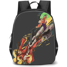 Darkstalkers Anita Backpack StudentPack - Anita & Morrigan Kicking Each Other Gray Background
