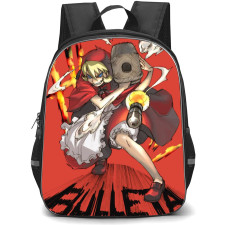 Darkstalkers Baby Bonnie Hood Backpack StudentPack - Baby Bonnie Hood Running with a Gun Red Background