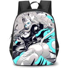Darkstalkers Felicia Backpack StudentPack - Felicia Grayscale Comic Art Aqua Green Background