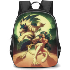 Darkstalkers Jon Talbain Backpack StudentPack - Jon Talbain & Felicia Full Moon Background