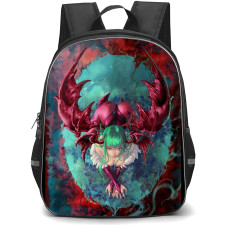 Darkstalkers Morrigan Backpack StudentPack - Morrigan Aensland Crossed Arms Top View Watercolor Art