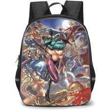 Darkstalkers Morrigan Backpack StudentPack - Morrigan Running in the Center Collage Background