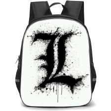 Death Note L Backpack StudentPack - L Logo Watercolor On White Background