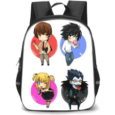 Death Note Backpack StudentPack - Main Characters Chibi Style On White Background