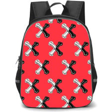 Descendants Carlos Backpack School Bag StudentPack - Carlos Logo X Pattern In Red Background