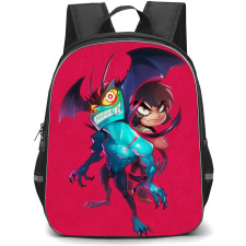 Devilman Crybaby Akira Fudo Backpack StudentPack - Akira Fudo Chibi Art On Red Background