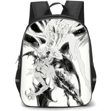 Devilman Crybaby Backpack StudentPack - Devilman Crybaby Akira Fudo And Ryo Asuka Grayscale Art Poster