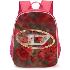Diesel Backpack School Bag StudentPack - Diesel Red Floral Oval D Poster