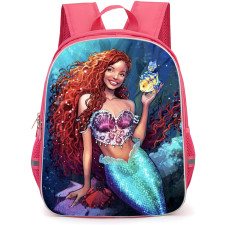 The Little Mermaid 2023 Ariel Backpack StudentPack - Ariel Smiling Holding Flounder Illustration