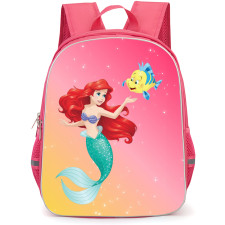 The Little Mermaid Ariel Backpack StudentPack - Ariel Floating With Flounder Cartoon Art