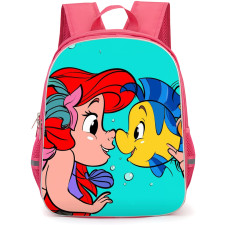 The Little Mermaid Ariel Backpack StudentPack - Baby Ariel With Flounder Cartoon Art