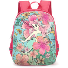 The Little Mermaid Ariel Backpack StudentPack - Ariel Surrounded By Flowers Cartoon Art