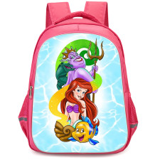 The Little Mermaid Ariel Backpack StudentPack - Ariel With Ursula And Flounder Cartoon Art