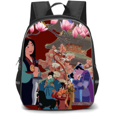 Disney Mulan Backpack StudentPack - Mulan Characters Collage On Red Background