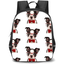 Boston Terrier Dog Backpack StudentPack - Boston Terrier Dog Wearing Eyewear Pattern Art On White Background