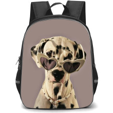 Dalmatian Dog Backpack StudentPack - Dalmatian Dog Wearing Glass On Brown Background