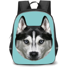 Husky Dog Backpack StudentPack - Husky Dog Avatar Polygon Art On Cyan Background