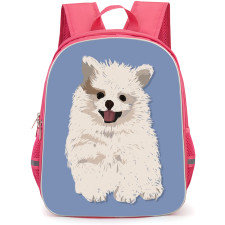 Pomeranian Dog Backpack StudentPack - Pomeranian Dog Illustration On Purple Background