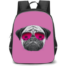 Pug Dog Backpack StudentPack - Pug Dog Wearing Sunglasses On Pink Background