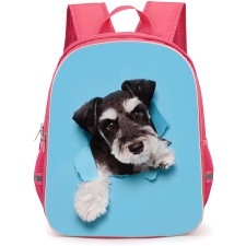 Miniature Schnauzer Dog Backpack StudentPack - Miniature Schnauzer Dog Coming Out from Blue Paper
