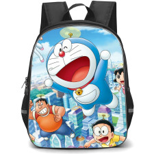 Doraemon School Backpack StudentPack - Characters Flying City Background