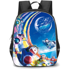Doraemon School Backpack StudentPack - Characters Riding Rocket Illustration