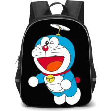 Doraemon School Backpack StudentPack - Doraemon Side Portrait Flying Black Background
