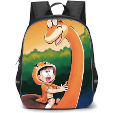 Doraemon Nobita School Backpack StudentPack - Nobita Riding Dinosaur Illustration